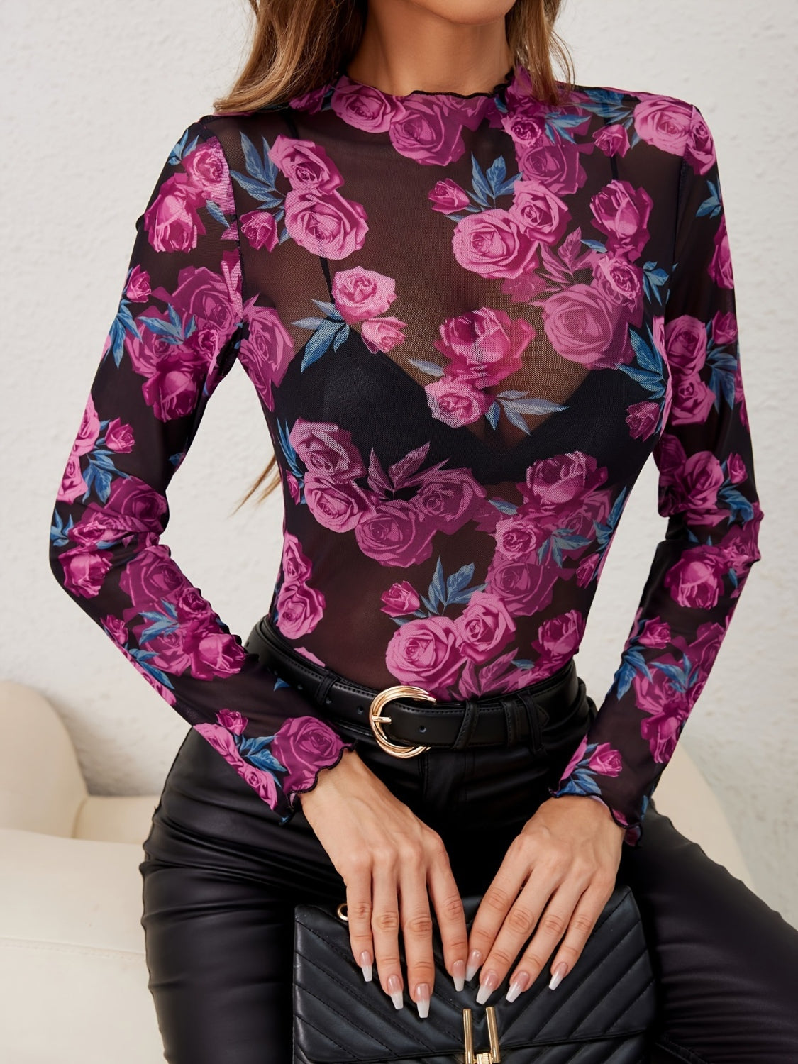 Floral Mock Neck
