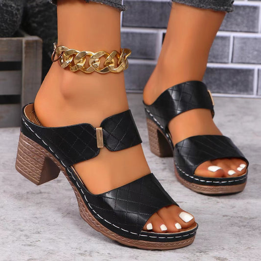 PU Leather Block Heel