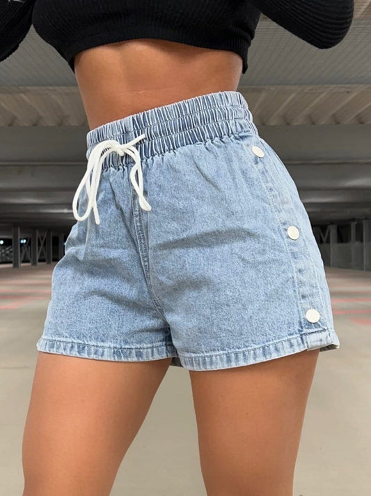 Drawstring High Waist Denim