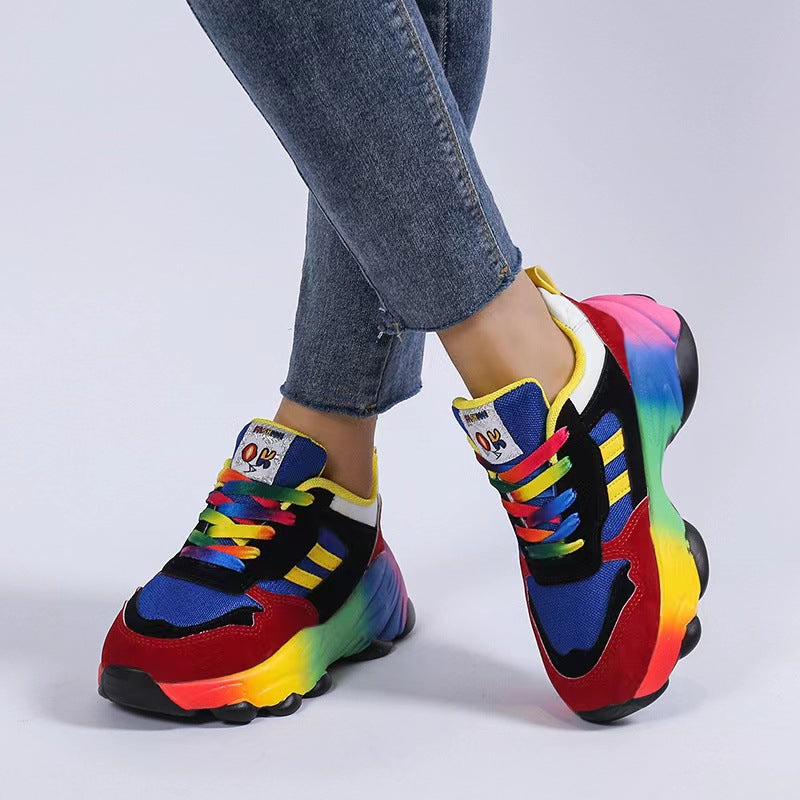 Lace-Up Mesh Round Toe