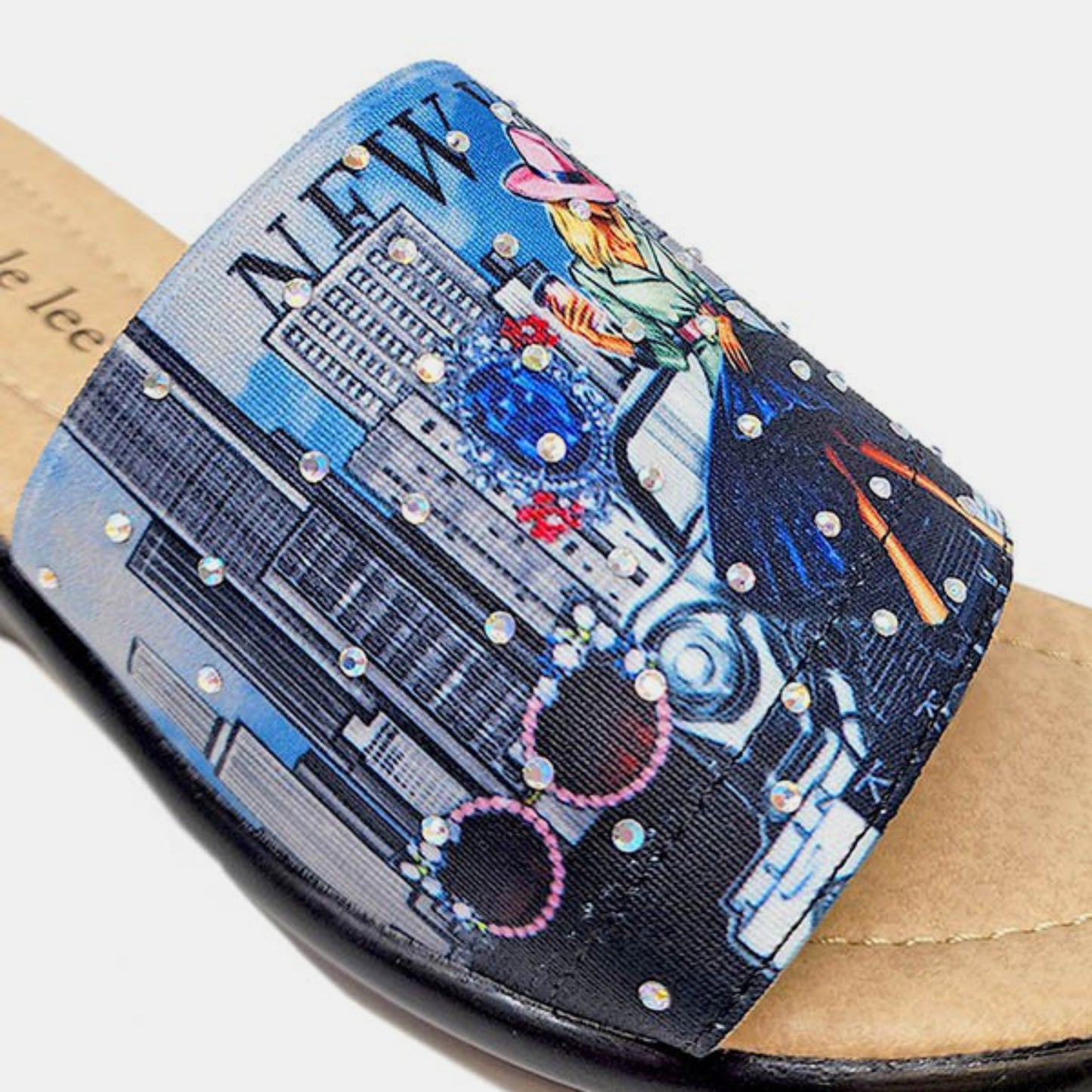 Rhinestone Decor Wedge Slipper