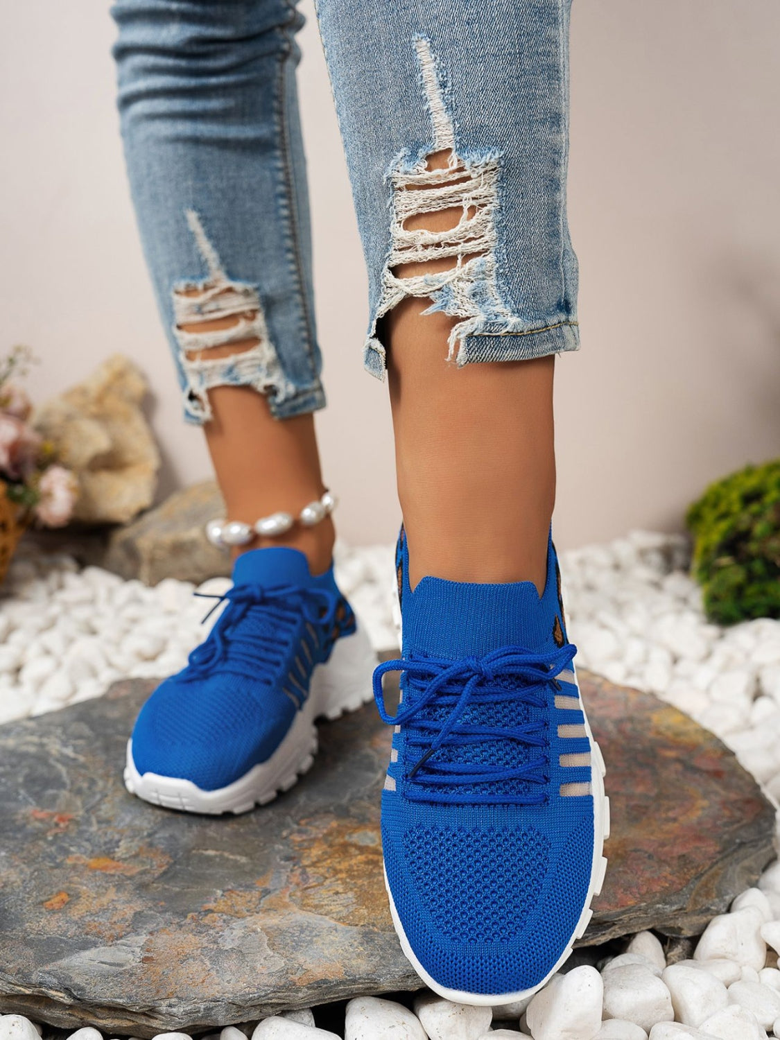 Cutout Leopard Lace Up