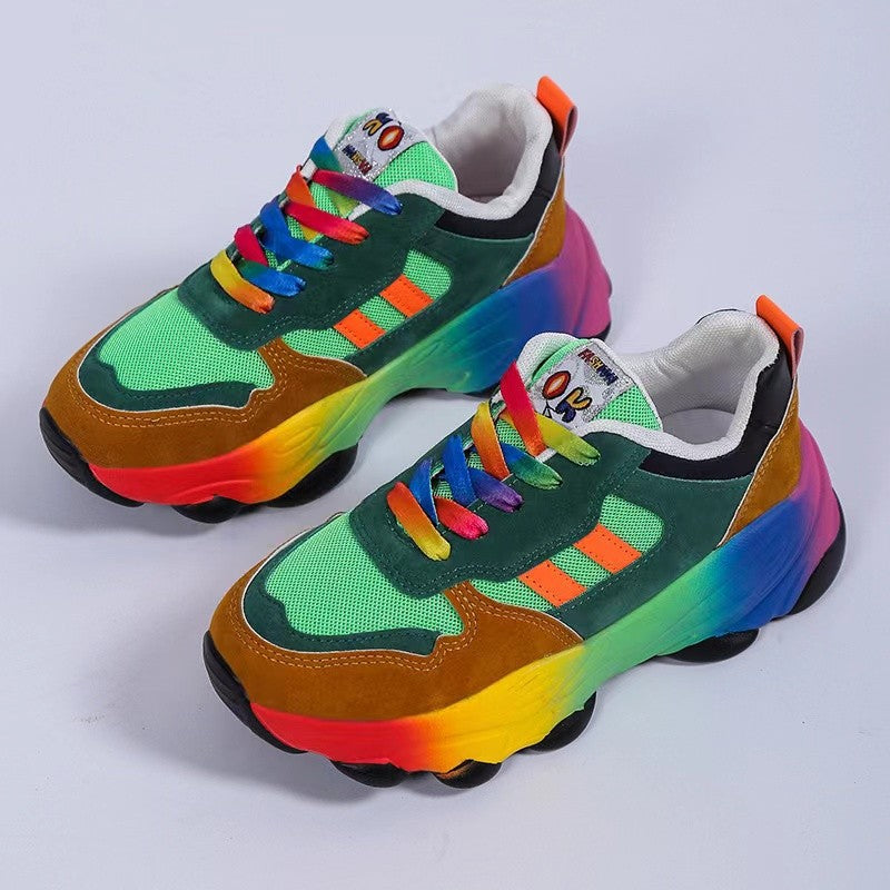 Lace-Up Mesh Round Toe