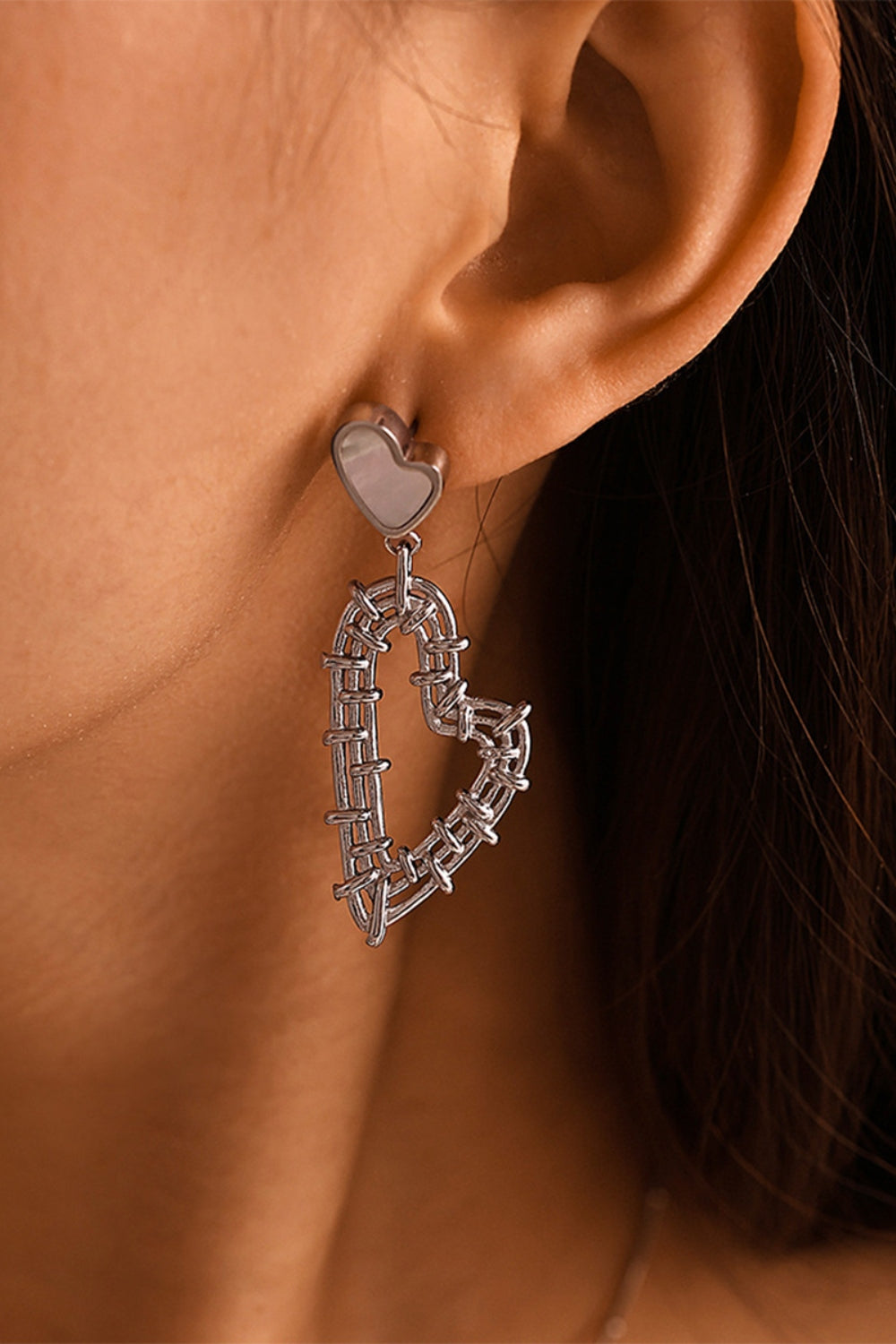 Stainless Steel Heart Earrings and Necklace