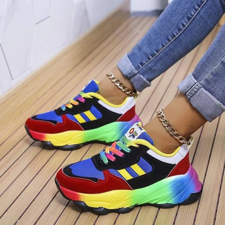 Lace-Up Mesh Round Toe