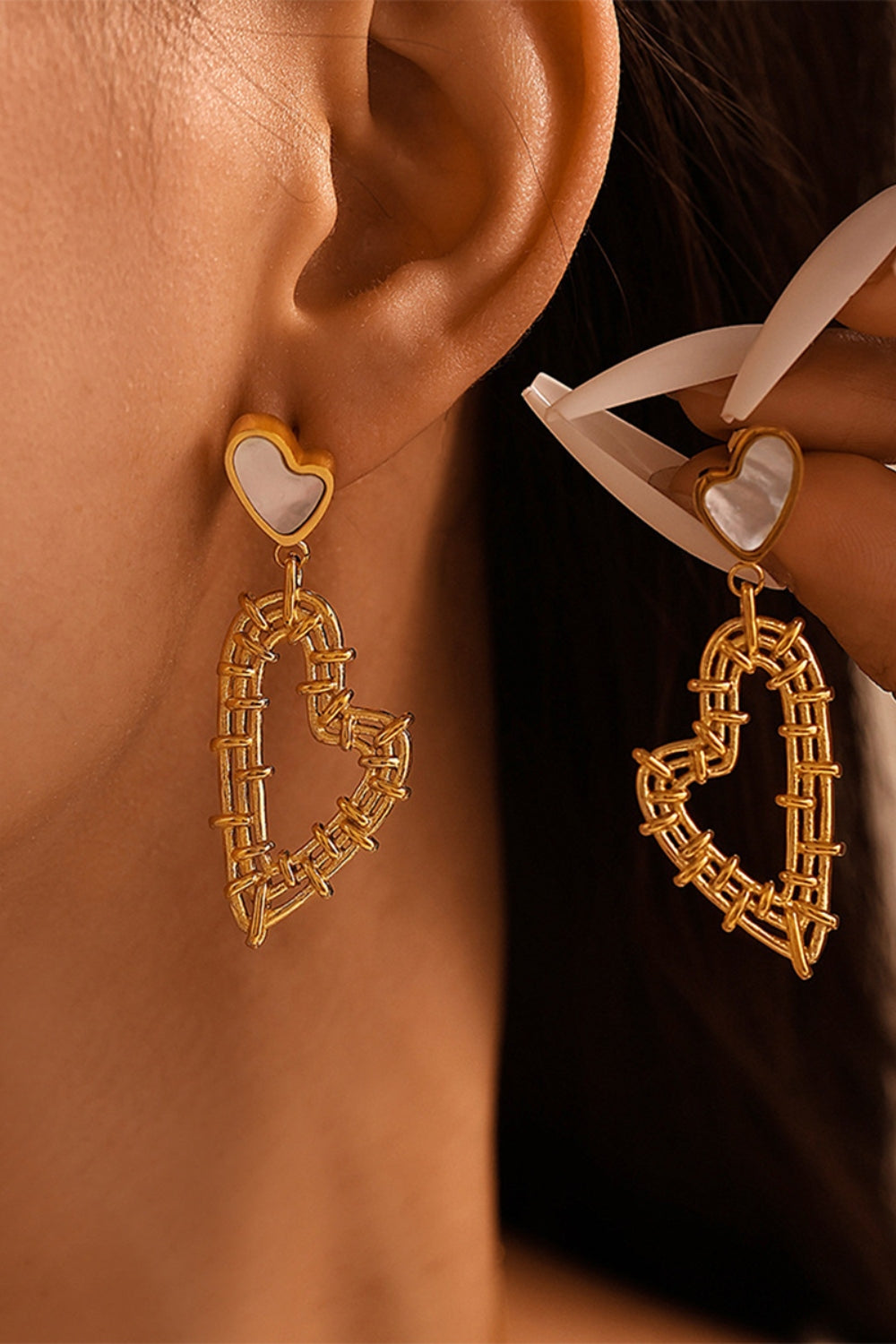 Stainless Steel Heart Earrings and Necklace