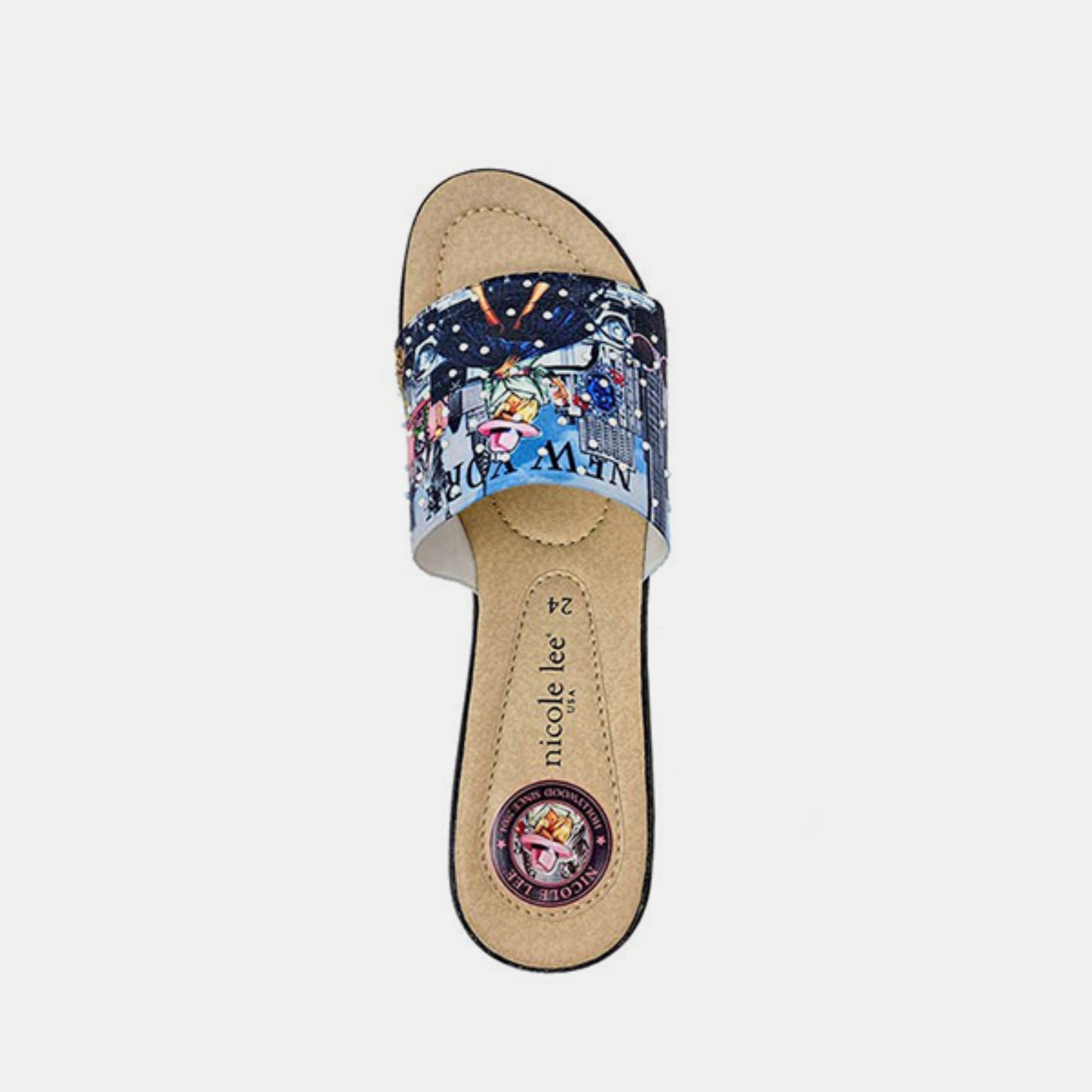 Rhinestone Decor Wedge Slipper