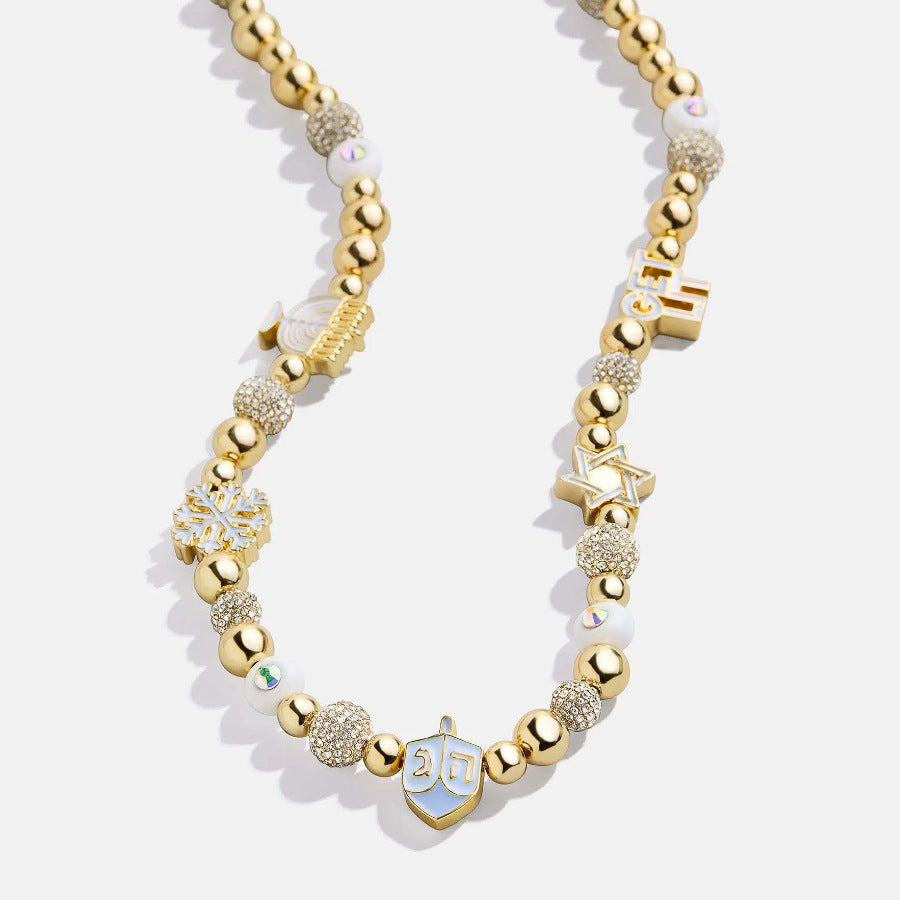 Rhinestone 14K Gold-Plated Beaded