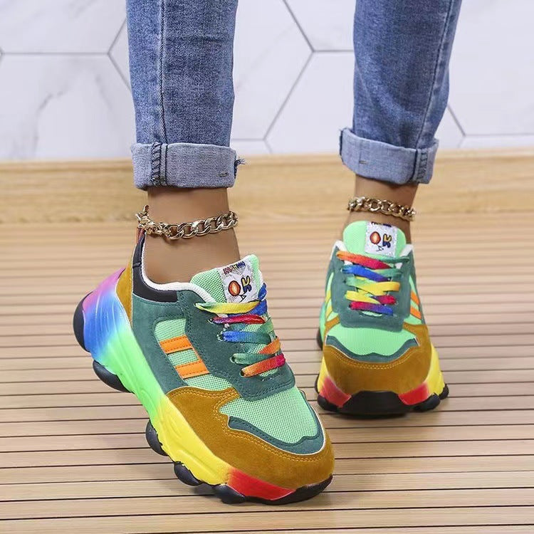Lace-Up Mesh Round Toe