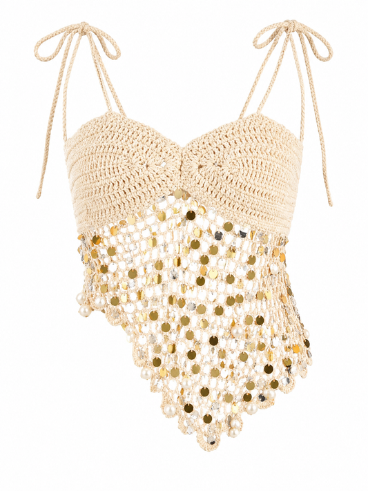 Sequin Crochet Knit Cami