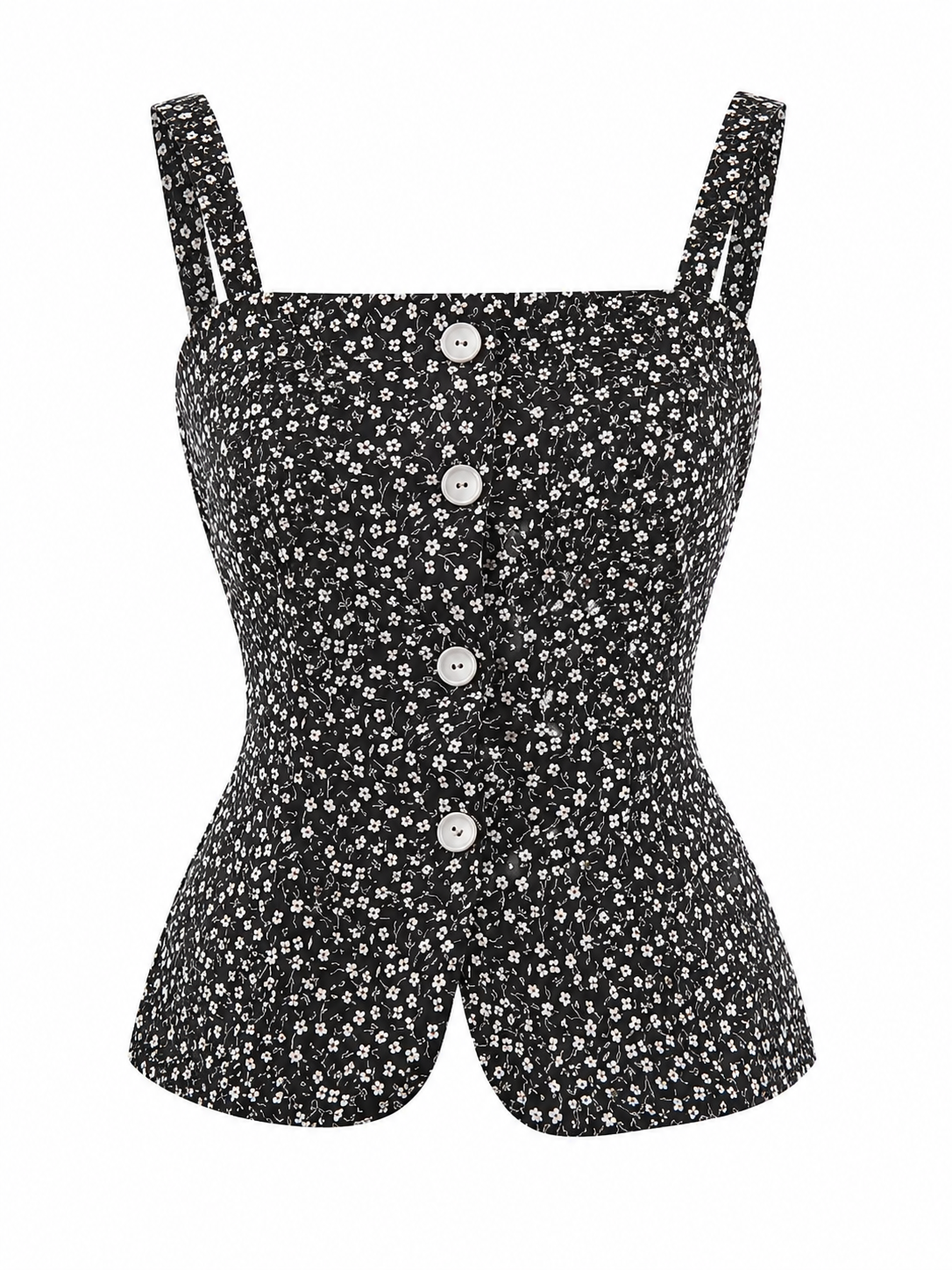 Floral Print Button-Front Tank
