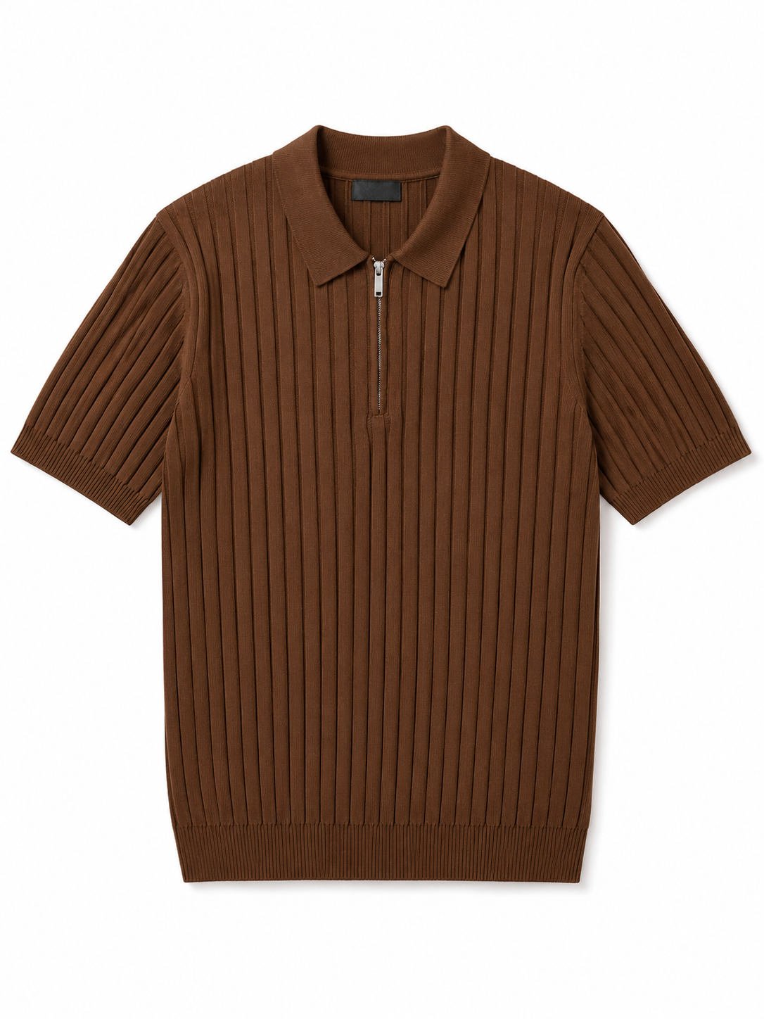 Plus Size Ribbed Knit Short Sleeve Polo