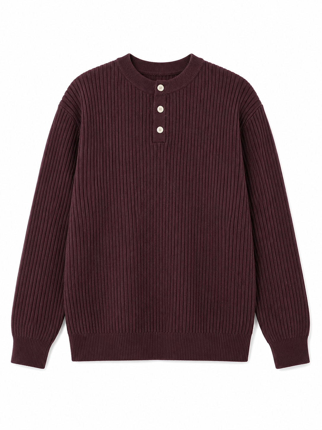 Plus Size Ribbed Button Detail Knit Top