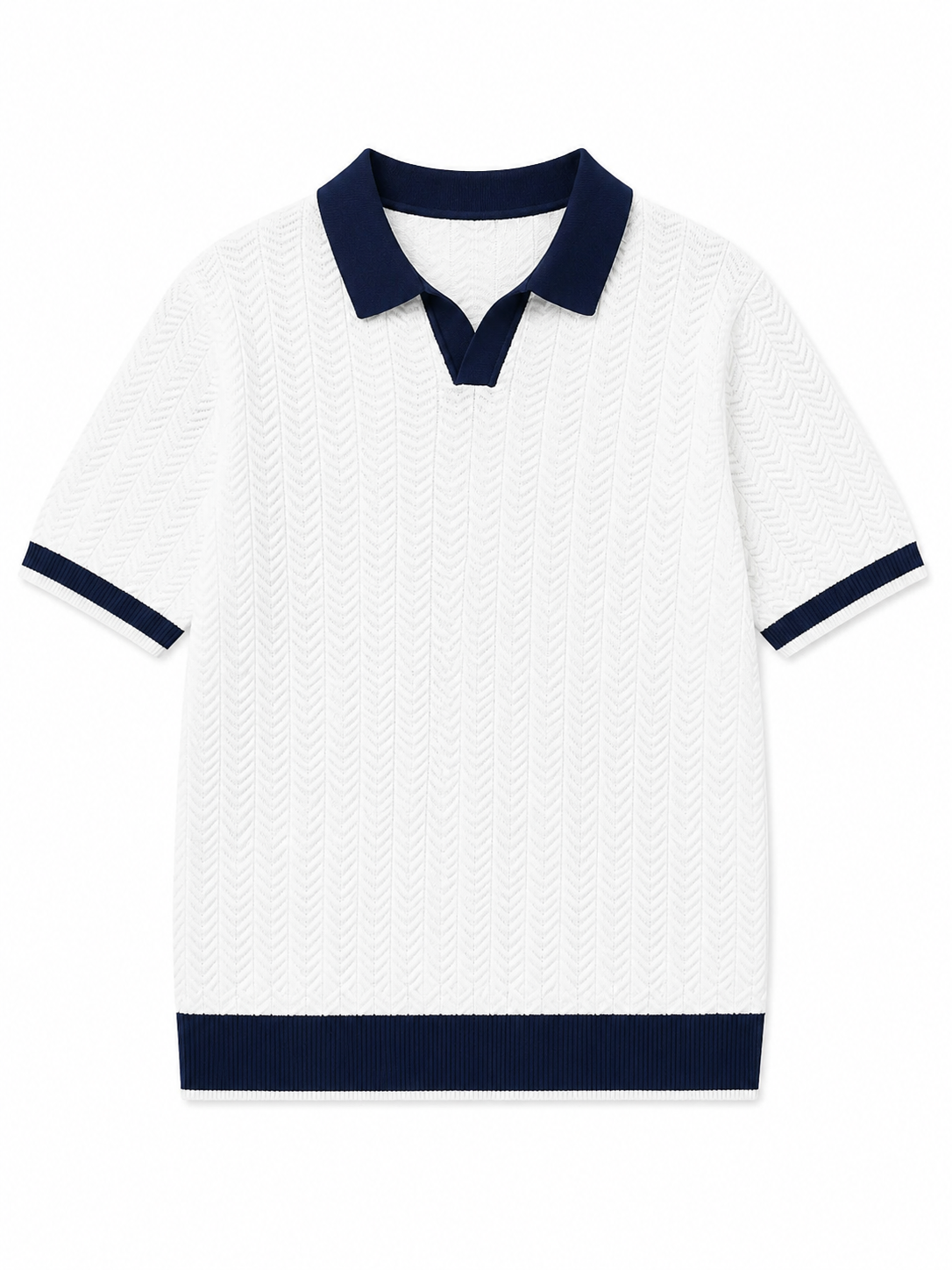 Textured Knit Polo with Contrast Trim