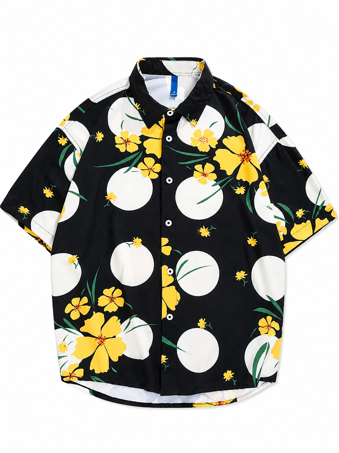 Tropical Print Short Sleeve Button-Up