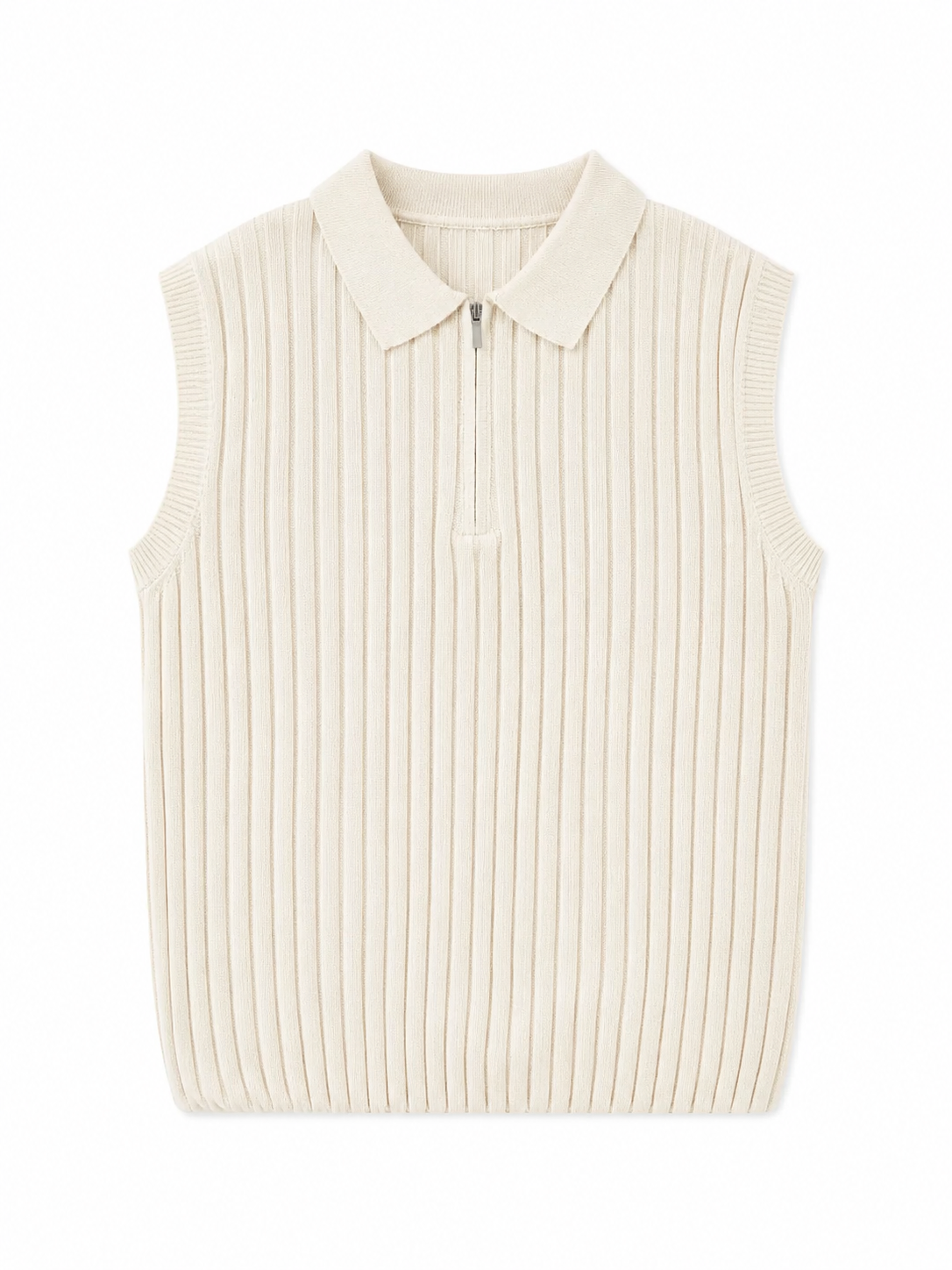 Ribbed Knit Zip-Up Tank