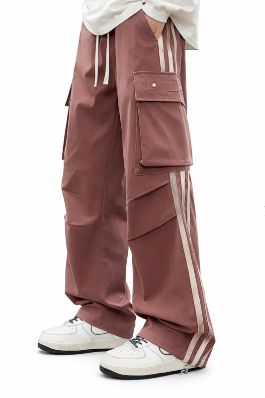 Casual Loose Cargo Pants with Side Stripes