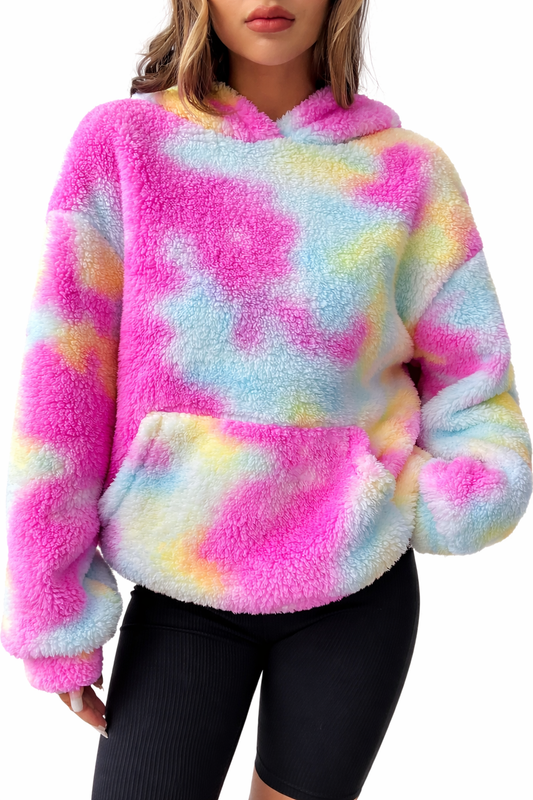 Tie-Dye Plush Drop Shoulder