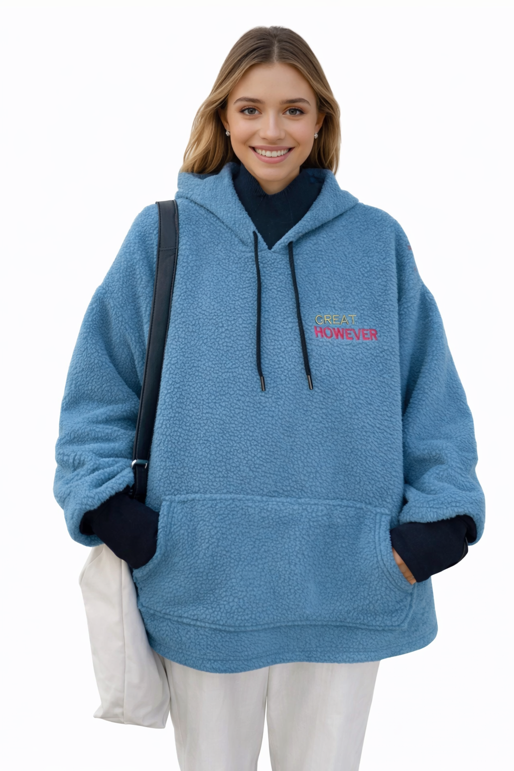 Drawstring Sherpa Kangaroo Pocket