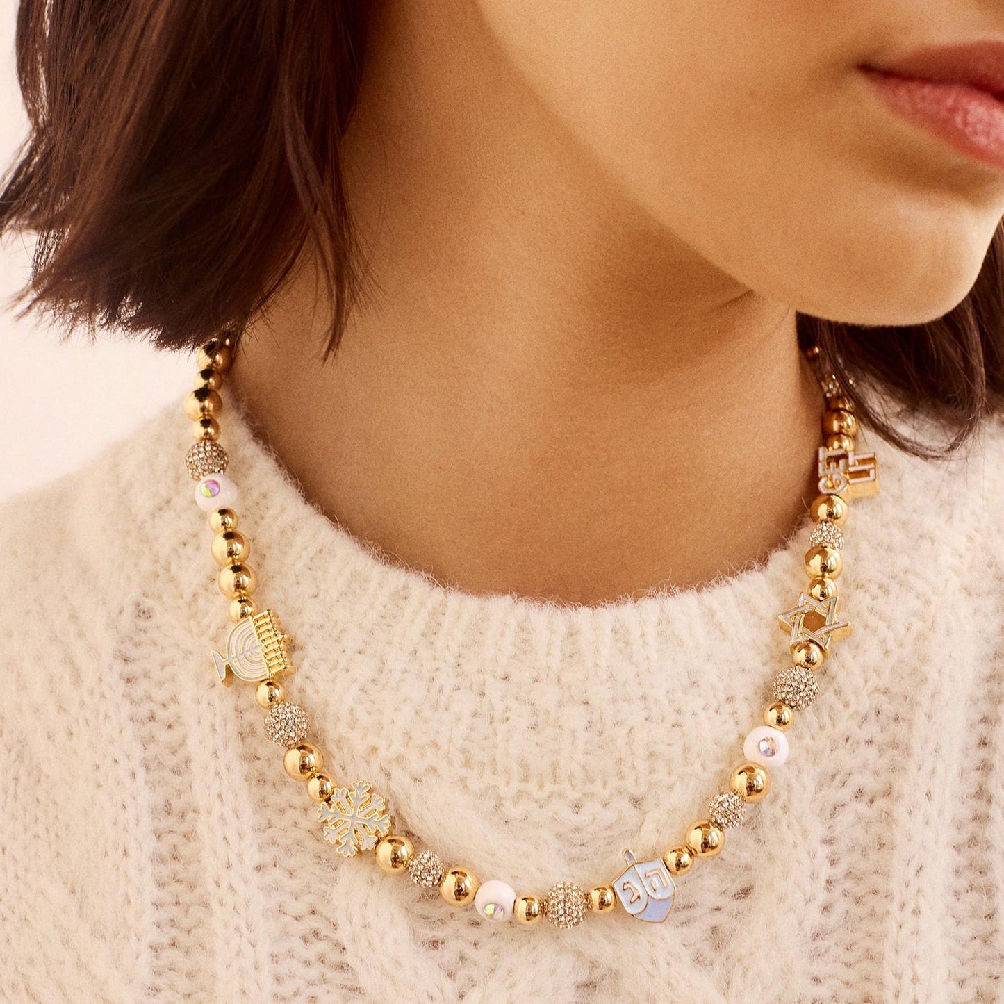 Rhinestone 14K Gold-Plated Beaded