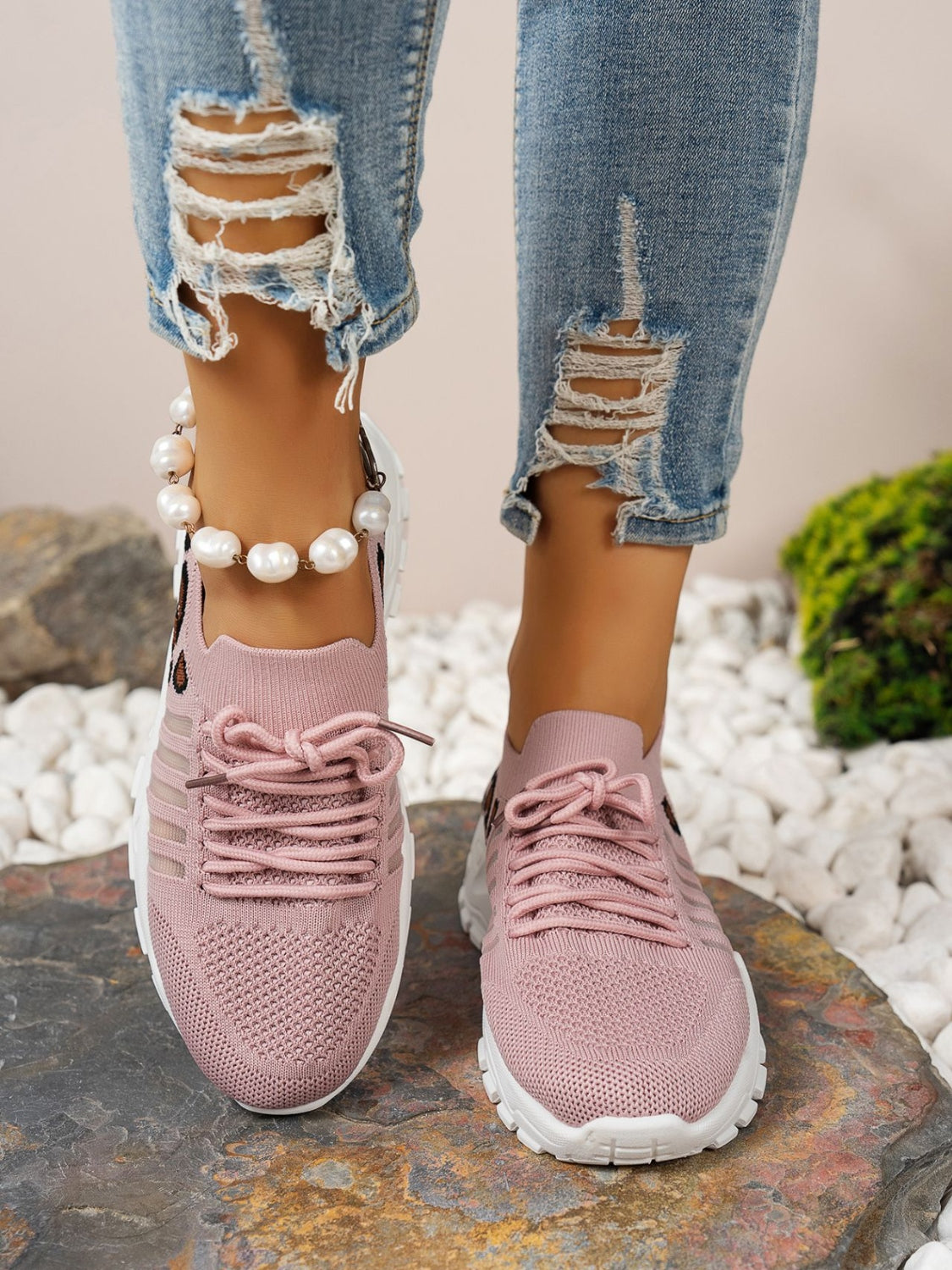 Cutout Leopard Lace Up