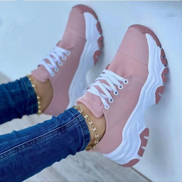 Lace-Up Round Neck Platform