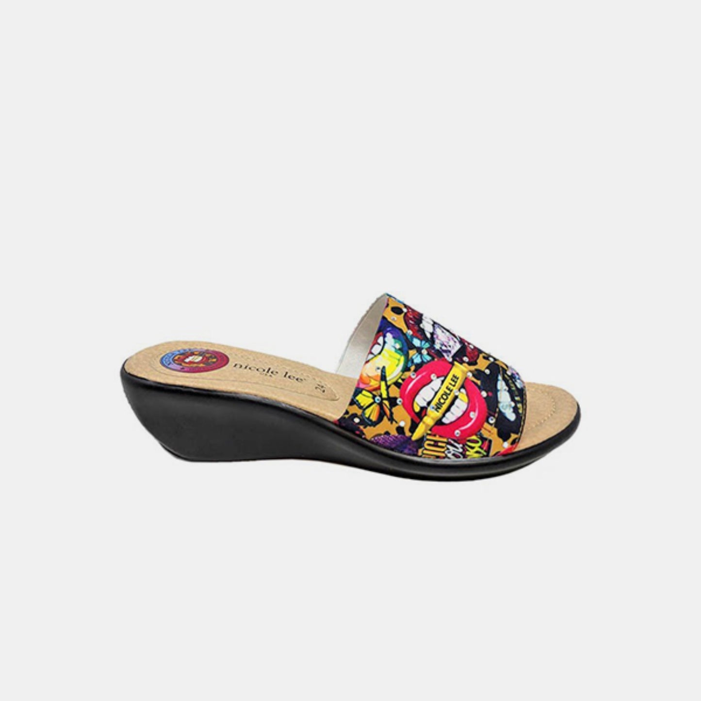 Rhinestone Decor Wedge Slipper