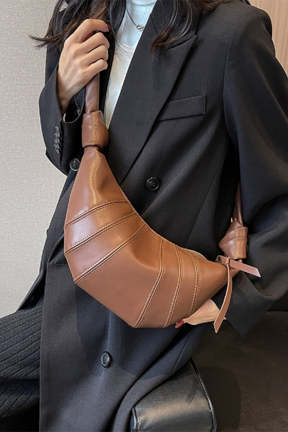 Zenana Vegan Leather Croissant