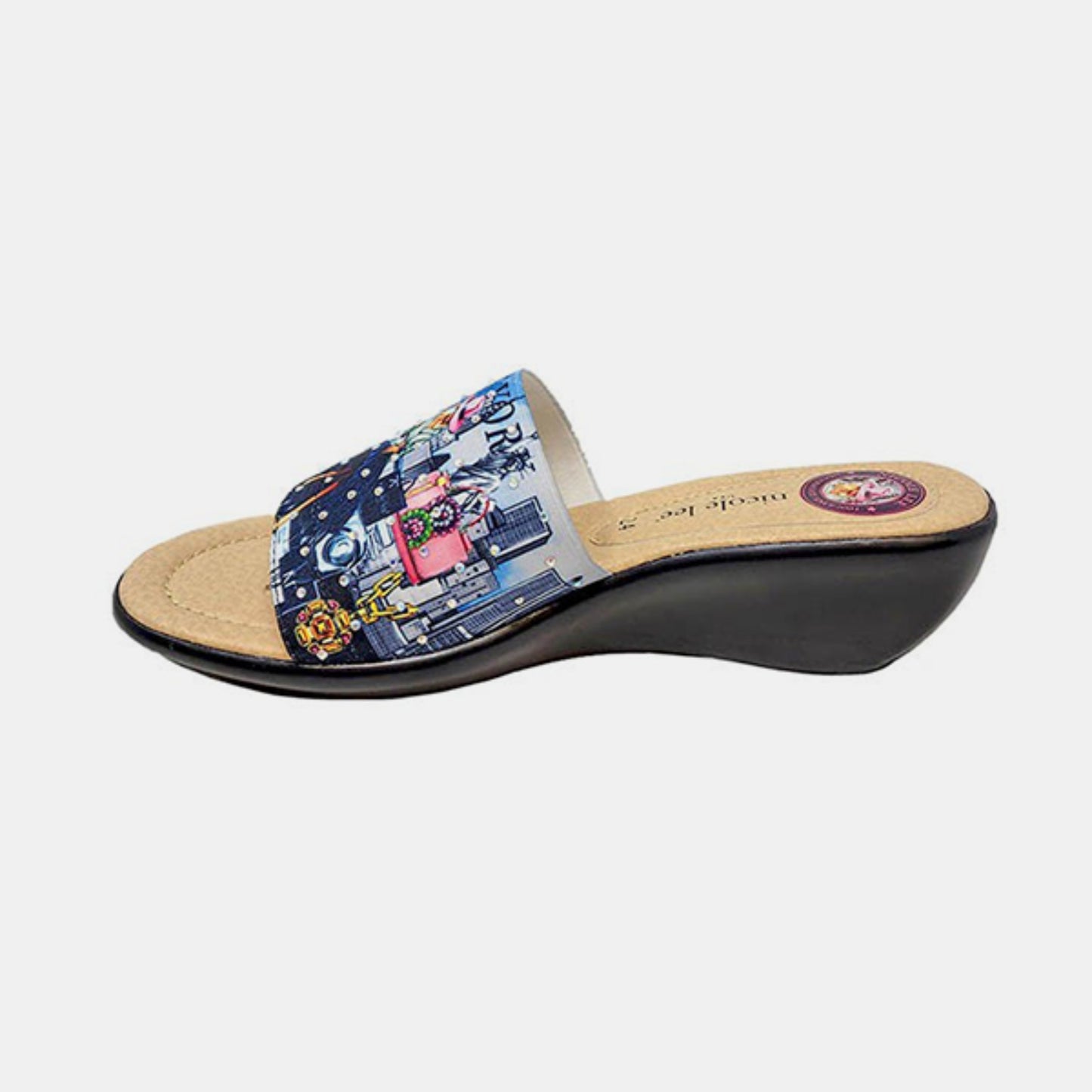 Rhinestone Decor Wedge Slipper