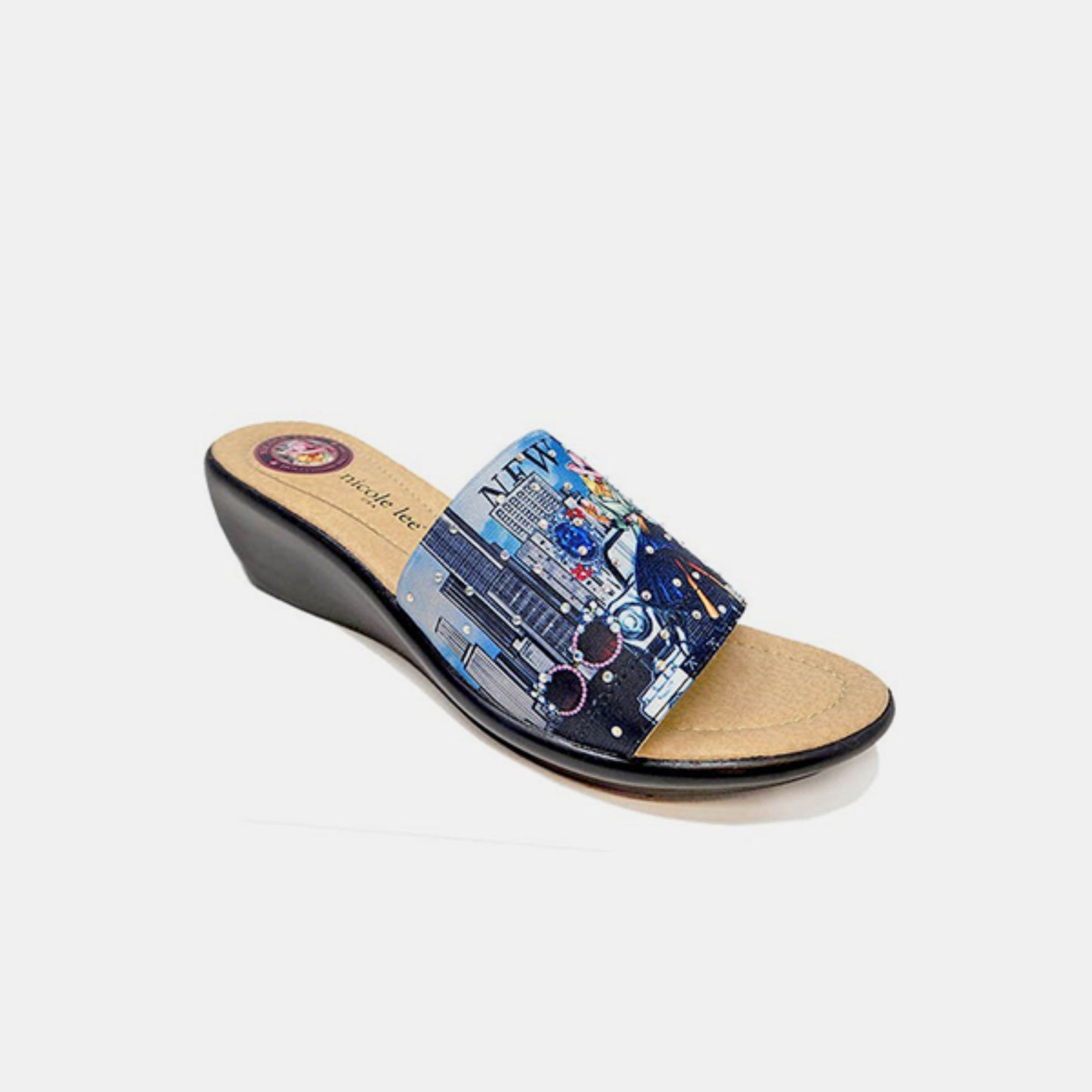 Rhinestone Decor Wedge Slipper