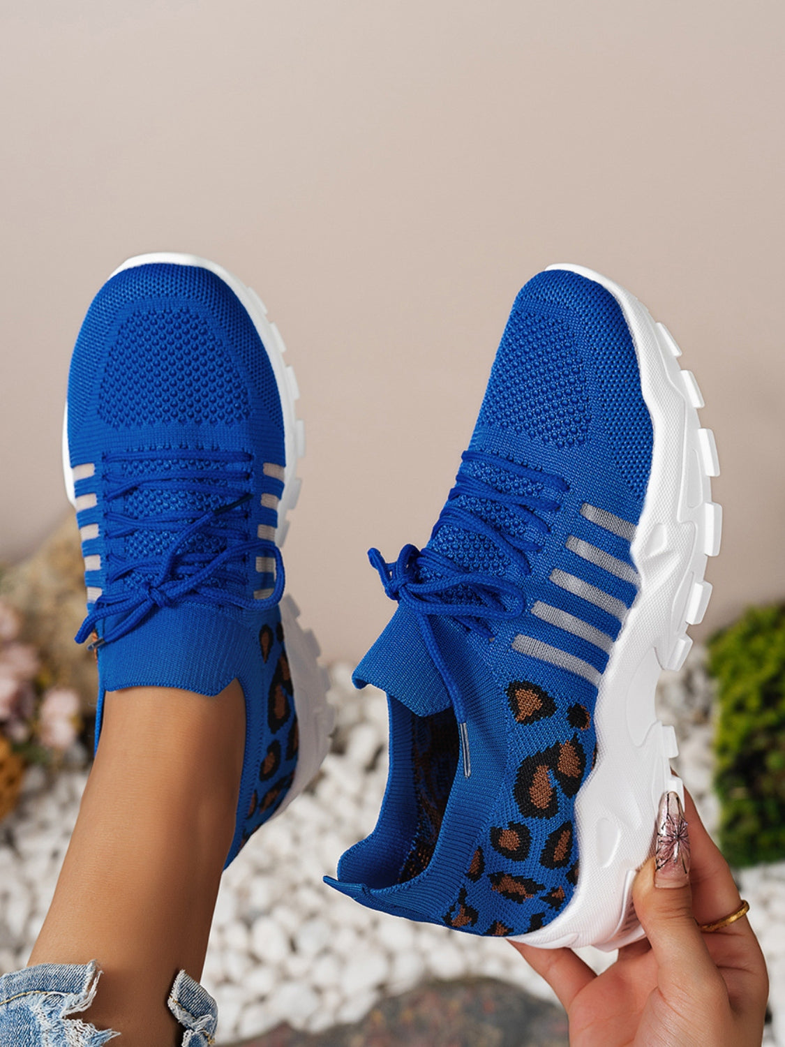 Cutout Leopard Lace Up